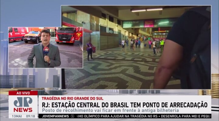 Estação de trem Central do Brasil (RJ) tem ponto de arrecadação para Rio Grande do Sul