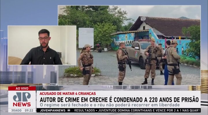 Homem que cometeu ataque em creche de SC é condenado a 220 anos de prisão