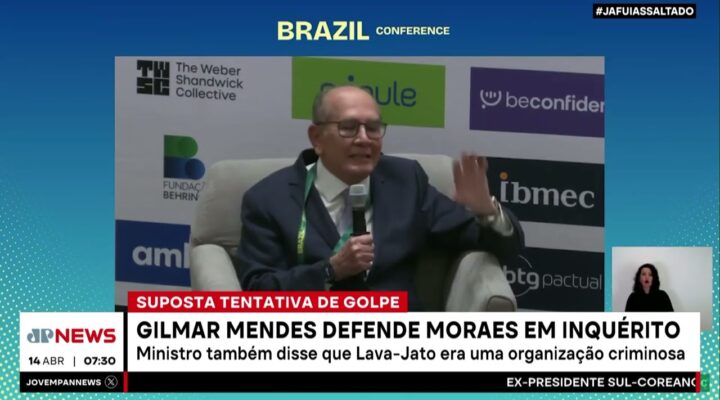 Gilmar Mendes defende Moraes no inquérito da suposta tentativa de golpe de Estado