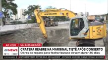Obras de reparo para fechar buraco na Marginal TIetê devem durar 30 dias